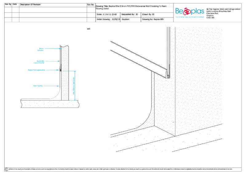 Beplas Elite Komadur 2.5mm/ Endurance/ FRP to resin floor detail drawing