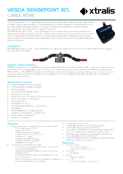 XTRALIS Aspirating Gas Detector - VESDA Sensepoint XCL Large Bore