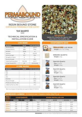 Resin Bound Stone — Tan Quartz TDS