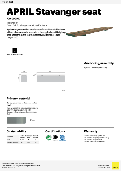 APRIL Stavanger Seat - 720-900MK