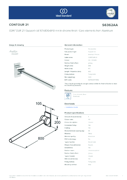 Datasheet - S6362AA CONTOUR 21 | Support rail