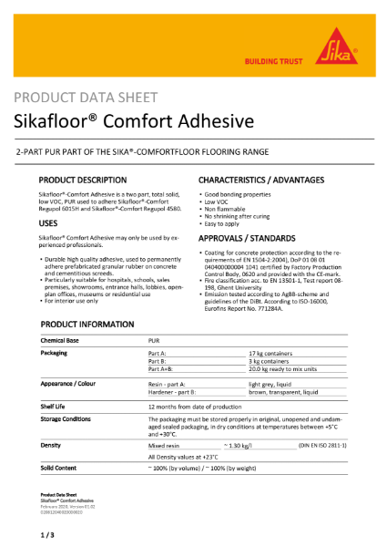 Product Data Sheet - Sikafloor Comfortfloor Adhesive