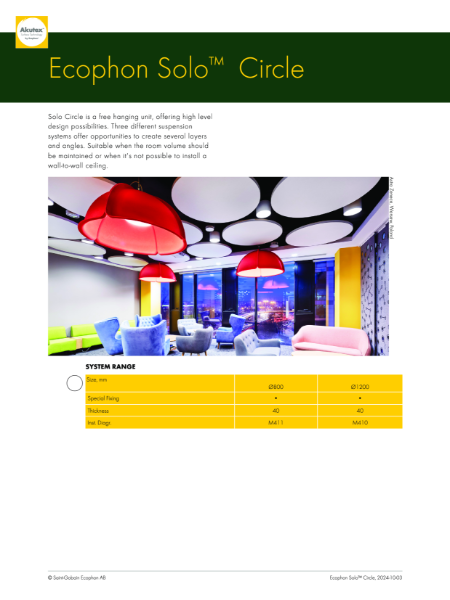 Data Sheet - Solo Circle 800mm & 1200mm dia.