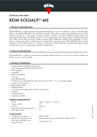 Keim Soldalit ME Technical Data Sheet