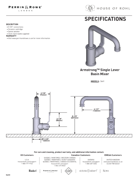 Armstrong Single Lever Basin Mixer