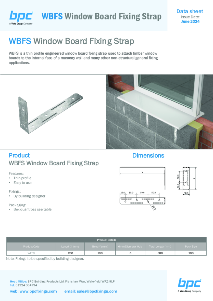 WBFS-Window-Board-Fixing-Strap  Data Sheet