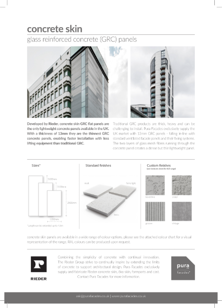 Cocnrete skin Glass Reinforced (GRC) Panels