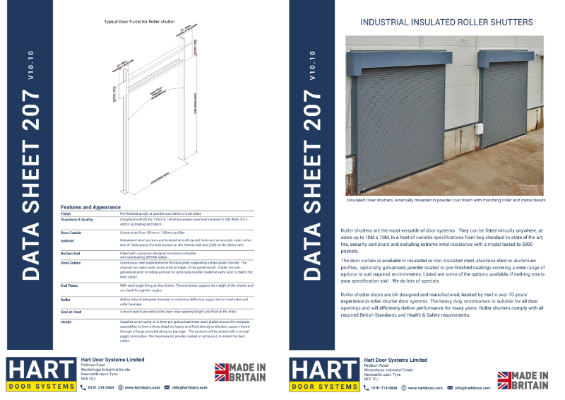 Insulated Roller Shutter - Datasheet