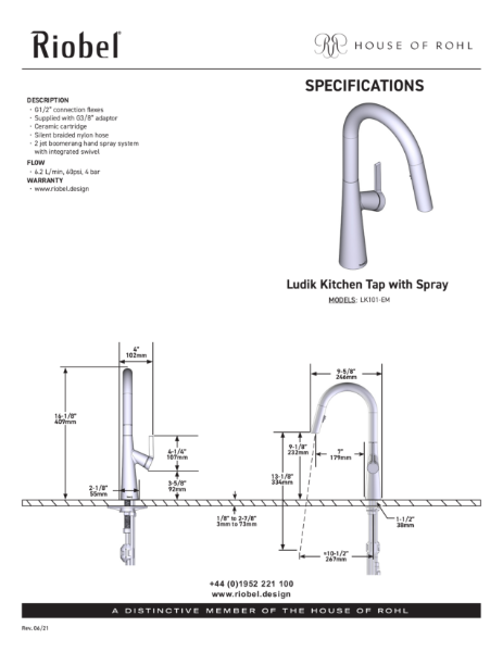 Ludik Single Lever Kitchen Mixer With Pull Down Spray - PDS