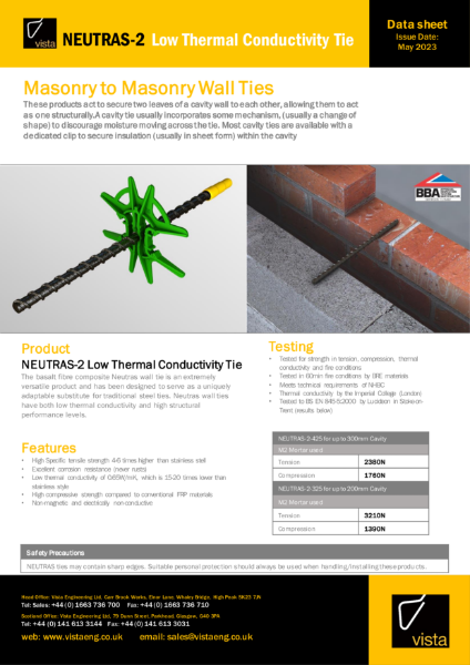 NEUTRAS-2 Low Thermal Conductivity Tie Data Sheet