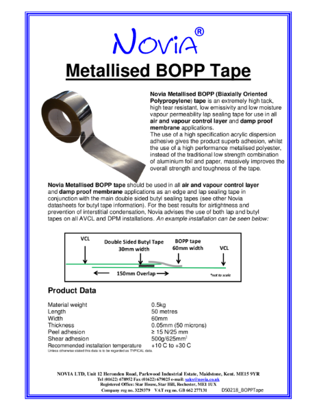 Novia Metalised BOPP Tape