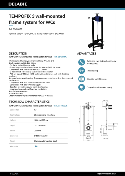 TEMPOFIX 3 frame system Technical Data Sheet - 564000DE