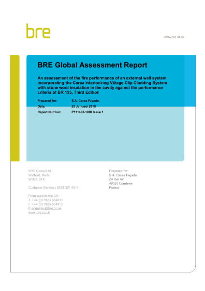 BRE Global Assessment Report - Vetage Clip