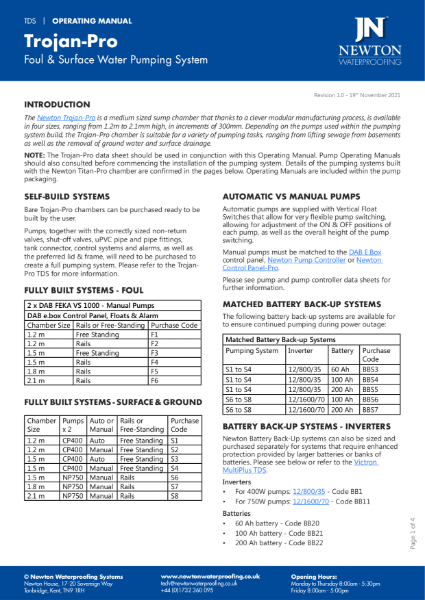 Newton Trojan-Pro Operating Manual