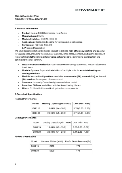 Powrmatic OKKI Technical Submittal V1.2