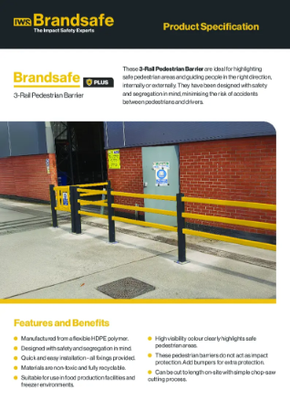 3-Rail Pedestrian Barrier - Brandsafe Spec Sheet