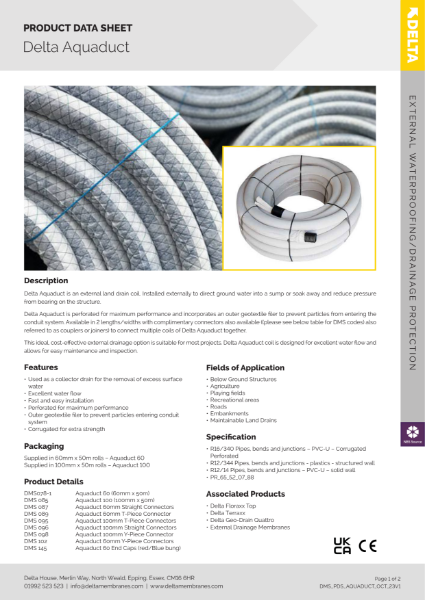 Delta Aquaduct Drainage Pipe Product Data Sheet