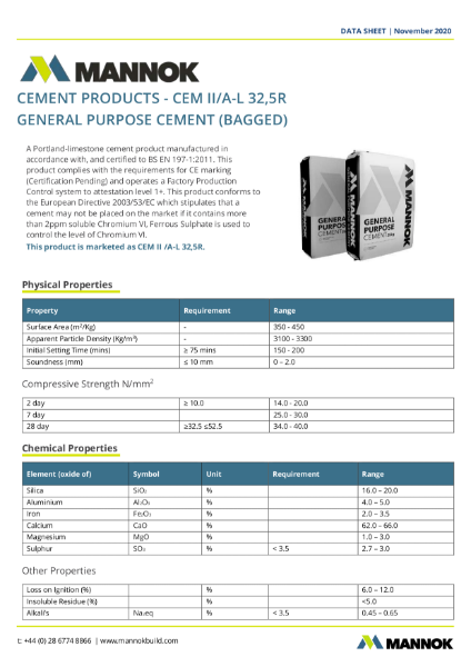 Mannok General Purpose Cement TDS