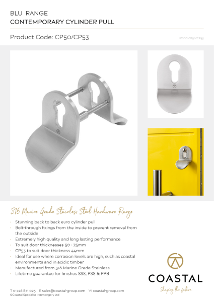 BLU™ - CP50 Contemporary Cylinder Pull Data Card