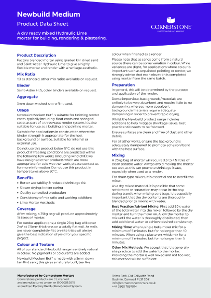 Newbuild Medium - Product Data Sheet