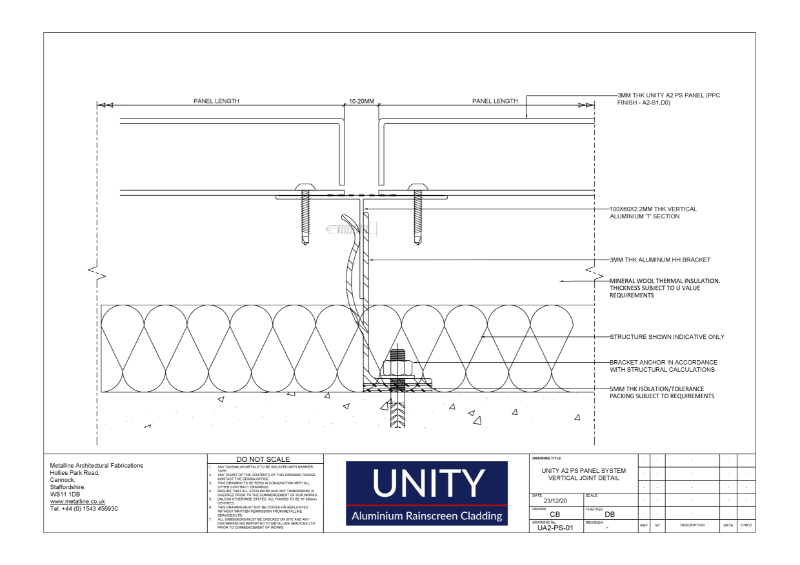 Unity A2 PS-01 Vertical Joint Technical Drawing