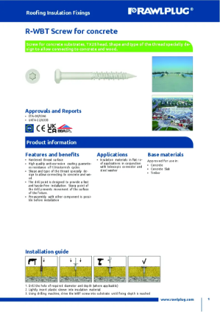 R-WBT Screw for Concrete - Data Sheet