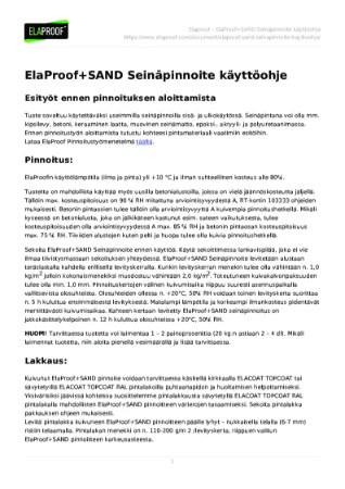 ElaProof SAND Seinapinnoite - Kayttoohje