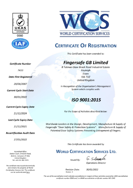 BS EN ISO 9001: 2015 Certificate 