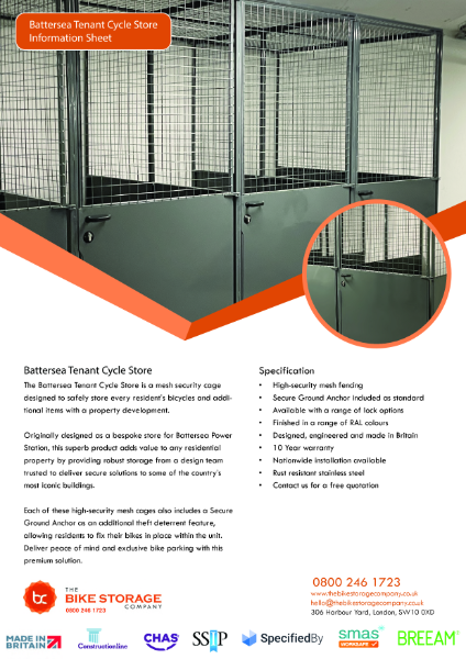 Battersea Tenant Cycle Store Specification Sheet