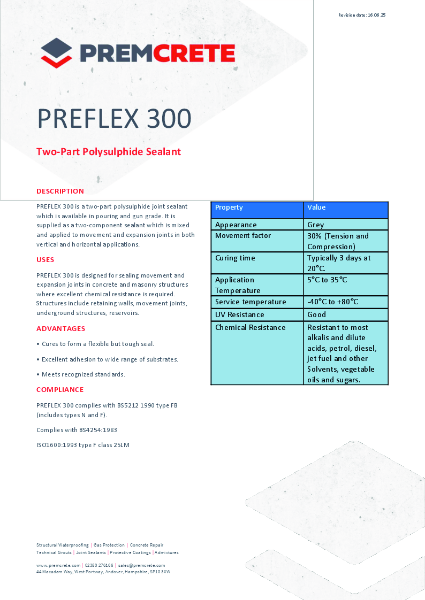 Preflex 300 Technical Data Sheet 2025