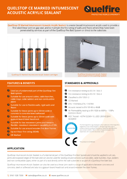 Product Data Sheet - QSS QuelStop Intumescent Acrylic Sealant