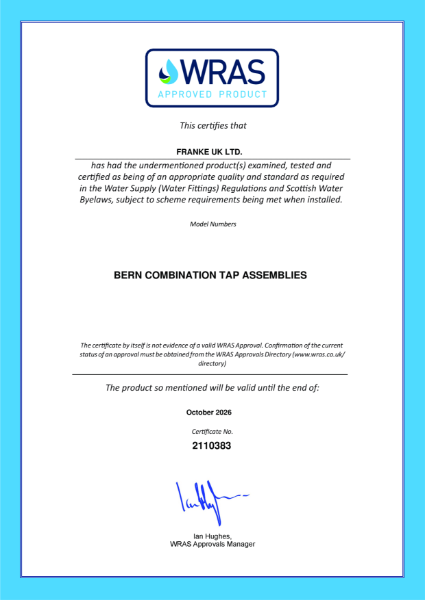 Franke Bern WRAS approval