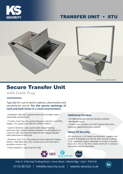 Secure Transfer Unit with Cash Tray
