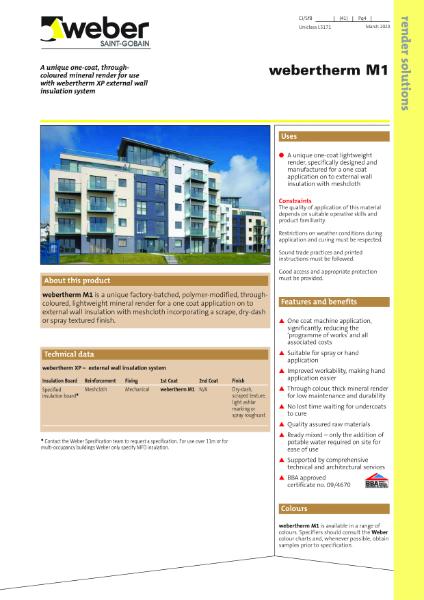 webertherm M1 - Technical datasheet