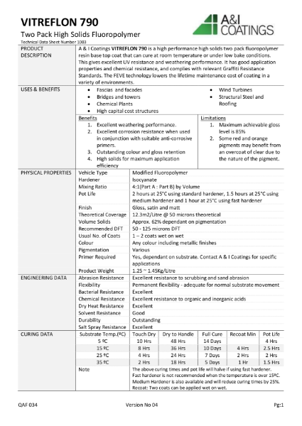 Vitreflon 790 Technical Data Sheet