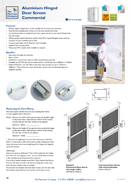 Aluminium Hinged Door Screen - Commercial