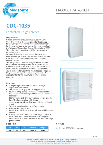 CDC-1035 - Controlled Drugs Cabinet