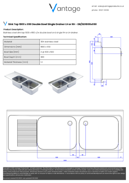 Product Data Sheet - DB/SD1800x650