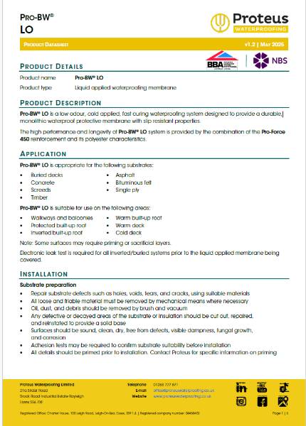 Product Data Sheet - Pro-BW® LO