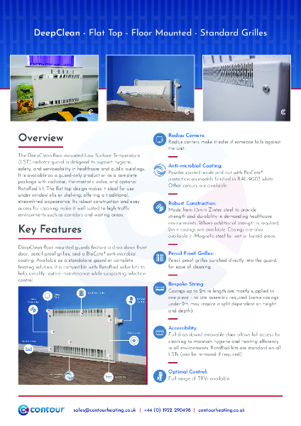 DeepClean LST Radiator – Floor Mounted, Flat Top – Product Leaflet