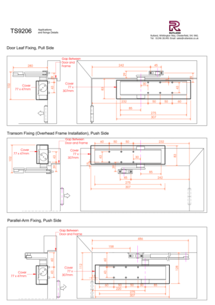 TS.9206 Dimensional Line Drawings