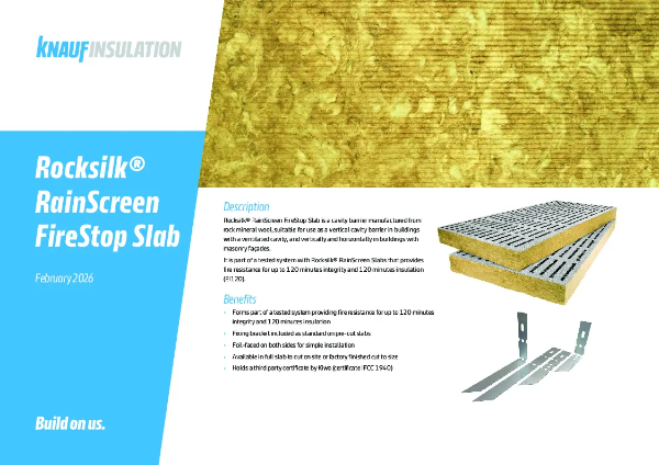 Knauf Insulation Rocksilk® RainScreen FireStop Slab - Product Datasheet