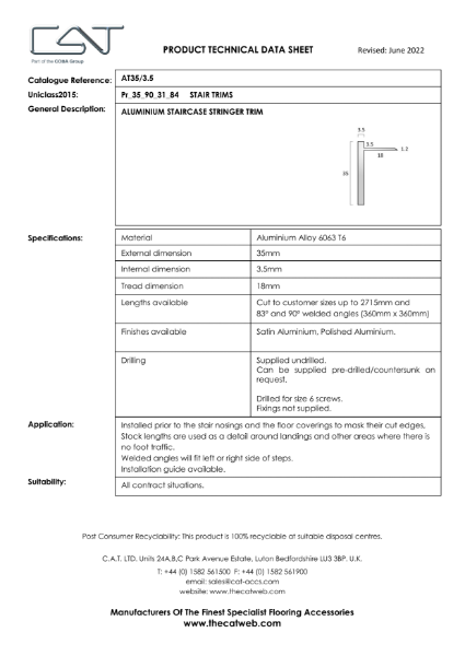 Aluminium Stringer Trim AT35/3.5