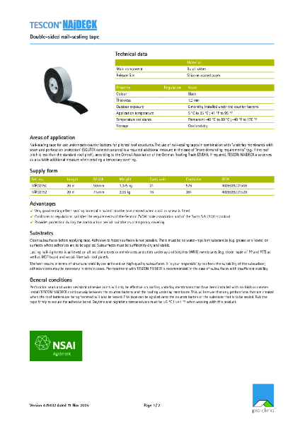 Pro Clima Tescon Naideck Technical Datasheet