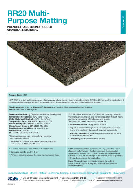 RR20 Multi Purpose Acoustic and Anti-Vibration Matting
