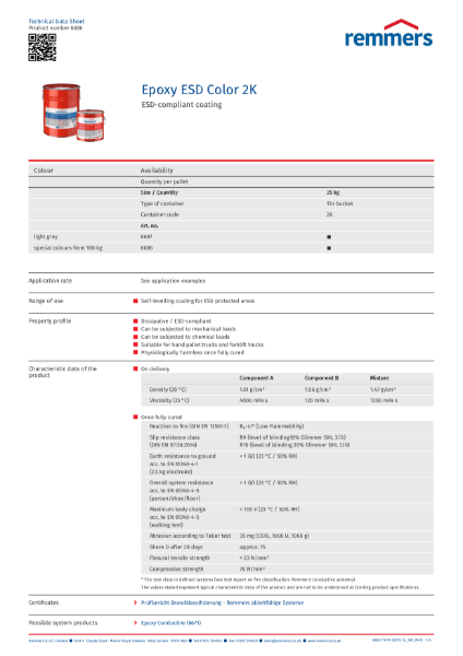 Technical Data Sheet - Epoxy ESD Color 2K