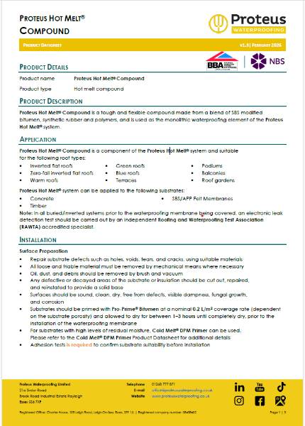 Product Data Sheet - Proteus Hot Melt® Compound