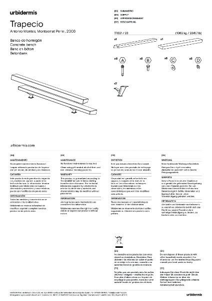 Trapecio Bench Concrete installation instructions