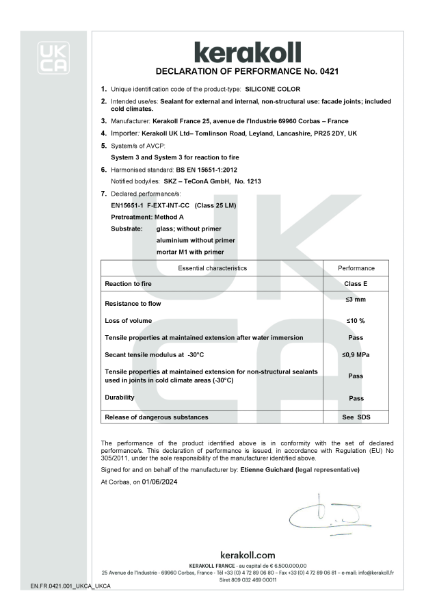 DoP (UKCA) - EN.FR.0421.001 Silicone Color