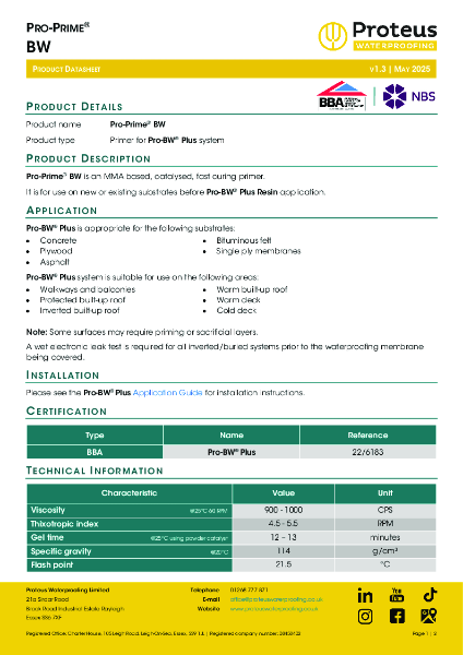 Product Data Sheet -Pro-Prime® BW